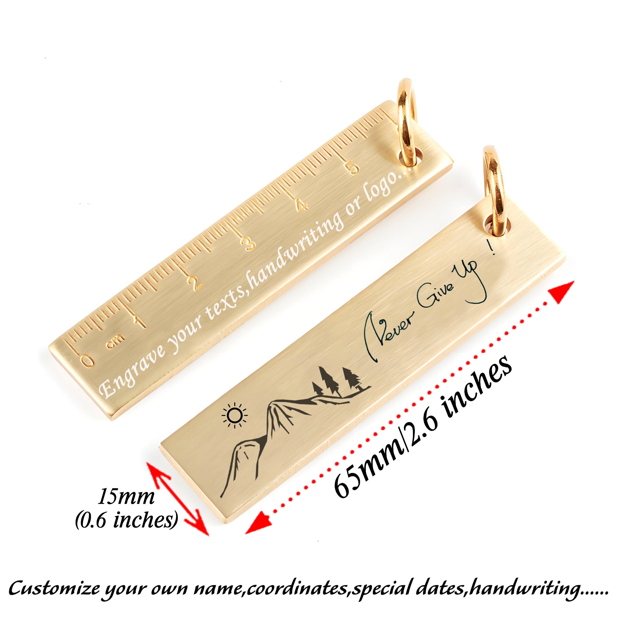 Personalized Mini Brass Ruler Engraved Handwriting Ruler Custom Name ...