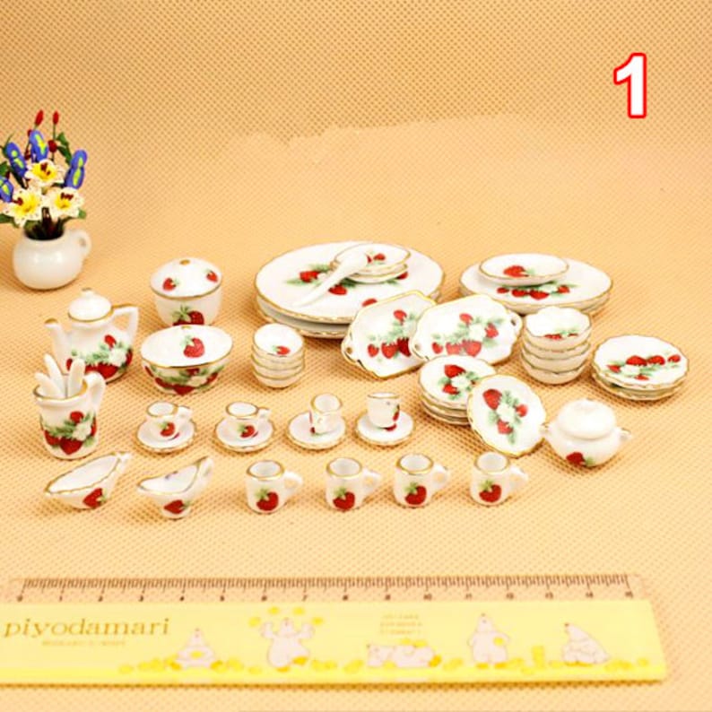 1 set 1:12 mini dollhouse ceramic tea set charm pendant diy necklace accessories jewelry supplies gift for children