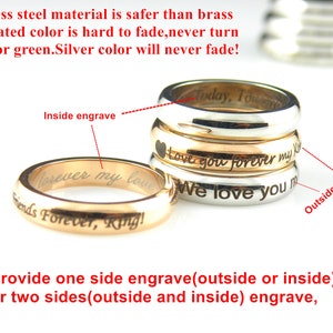 Personalisierter Ring Benutzerdefinierte Namensring mit Gravur Spiegelpolieren Edelstahlring Roségoldring Individuell eingraviertes Hochzeitsringgeschenk Bild 4