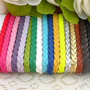 7mm Flat Gold Woven Leather Cord,Woven Braided Leather rope,Leather Braided Cord,Braided Leather Cord  (17 colors)