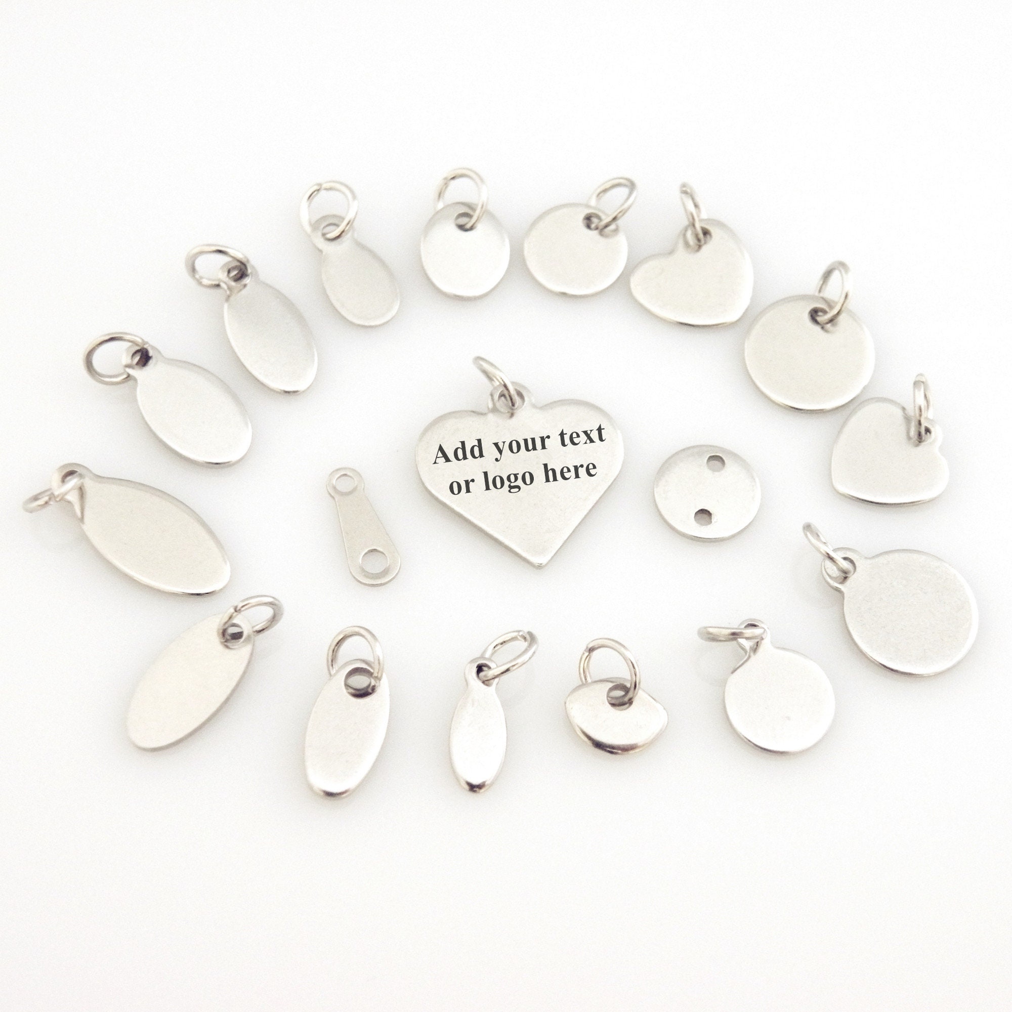 Custom Metal Jewelry Tags Engraved Logo Charms for Jewelry Making