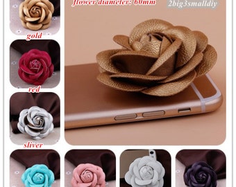 2pcs 60x60mm leather camellia flower bead diy hair accessories handmade materials jewelry supplies