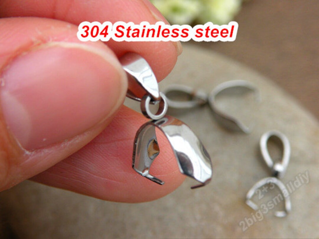 20pcs Stainless Steel Pinch Clip Bail Clasps Pendant Connector