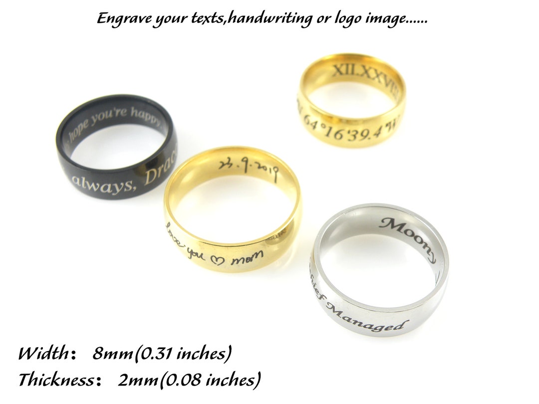 8mm パーソナライズ 8mm リング カスタムネームリング 刻印入り 