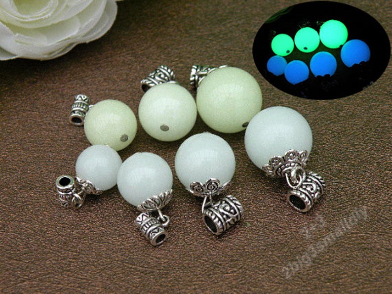 Glowing ball stone necklace with blue light,Glow ball necklace,Stainless steel necklace,Glow in the dark