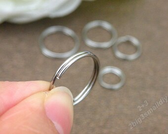 100 Pack - 16mm Steel Keyrings / Split Key Rings - Nickel Plated, Silver Hoop Loops