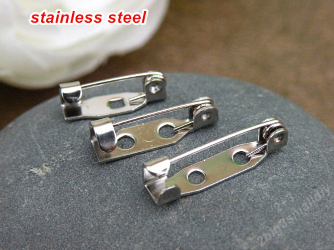 50pcs of 20mm Stainless Steel Brooch Pin Back,name Tag Pin Findings Etsy