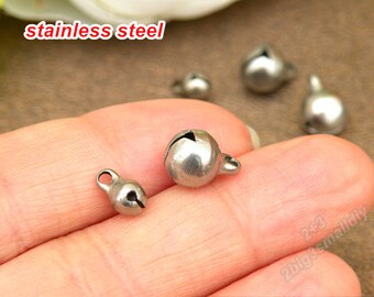 20 pcs of 8mm Stainless steel Christmas bell charm pendant,3d bell pendant