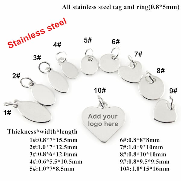 Personalized Mini Jewelry Tag Custom Logo Tags Engraved Stainless Steel Logo Tags Custom Metal Hang Tags 10/50/100pcs