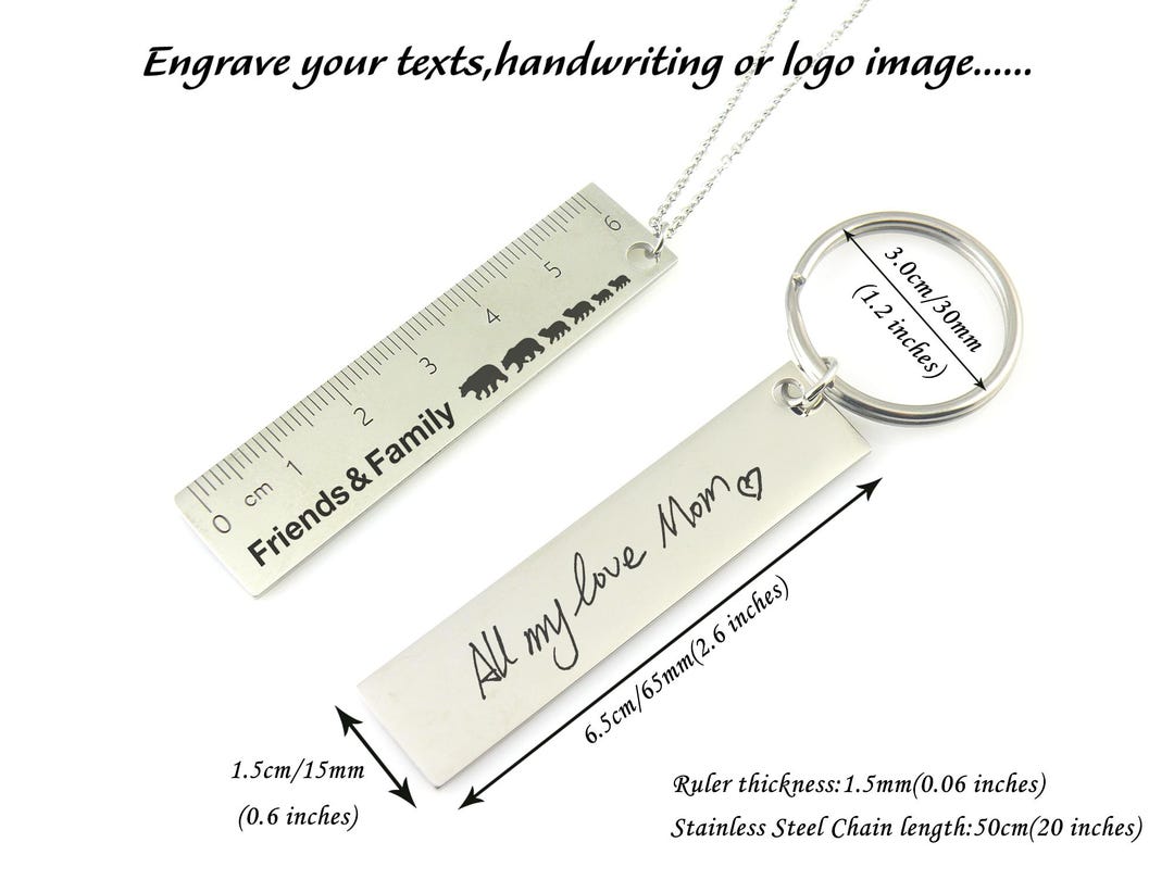 Handwriting Ruler Personalized Mini Stainless Steel Ruler Engraved Handwriting Ruler ...
