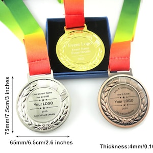 Personalized Medal Race Award Custom Sport Medals Design With Your Message Or Logo Gold Silver And Copper Metal Medals Gift for Competitions