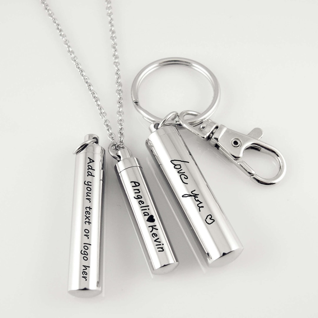 Personalized Stainless Steel Cylinder Ashes Locket Custom Memorial ...