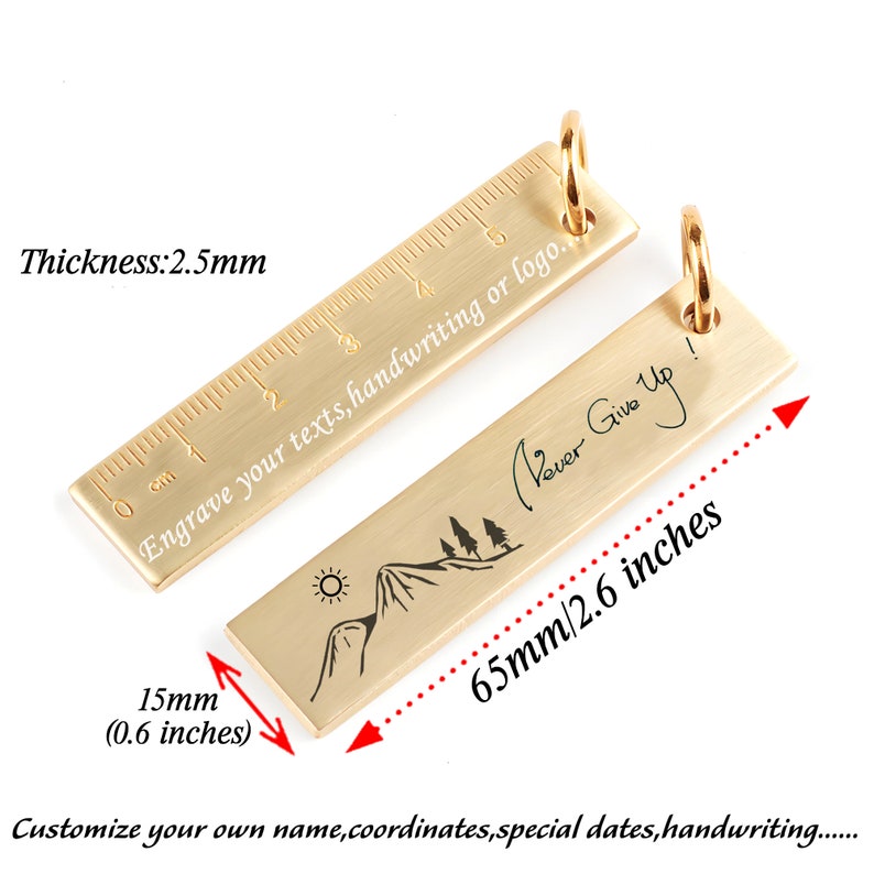 Personalized Mini Brass Ruler Engraved Handwriting Ruler Custom Name ...