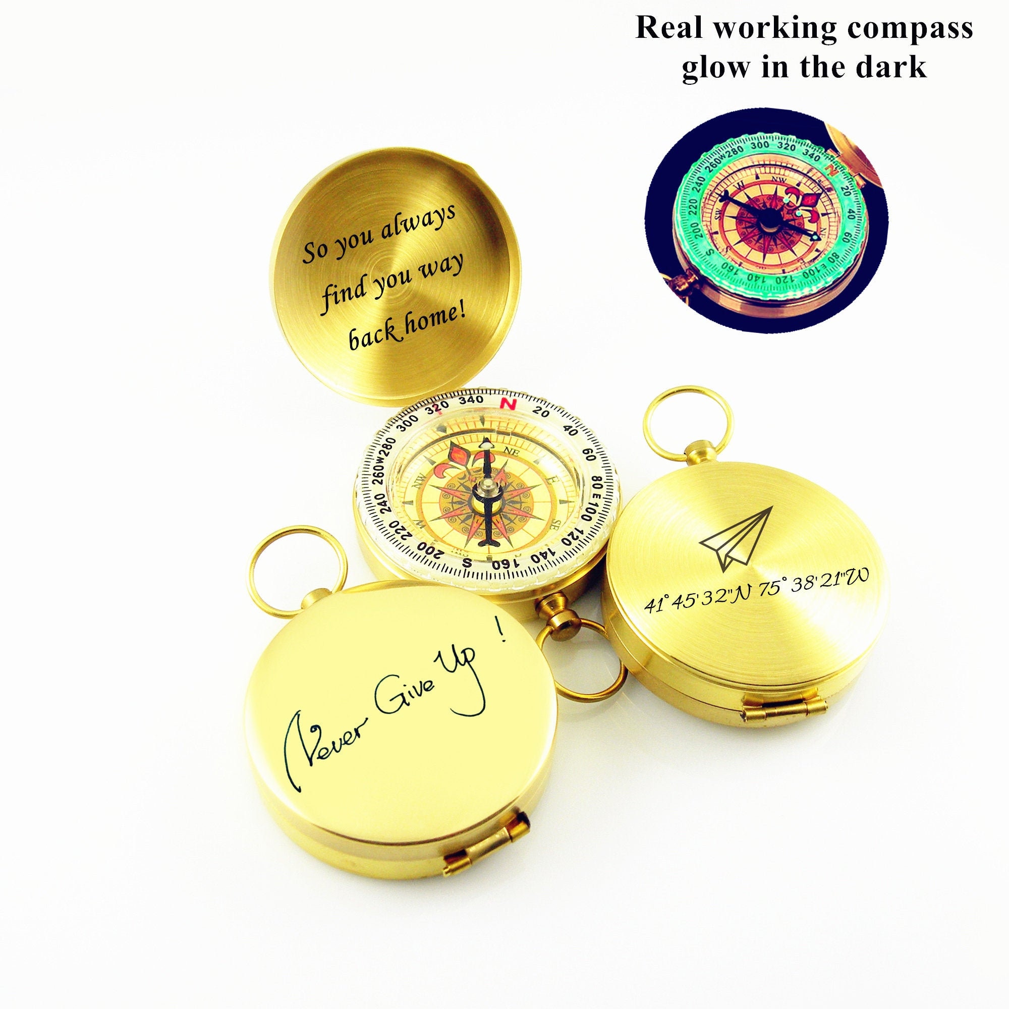 Personalized Compass Locket Engraved Working Ourdoor Compass Custom ...