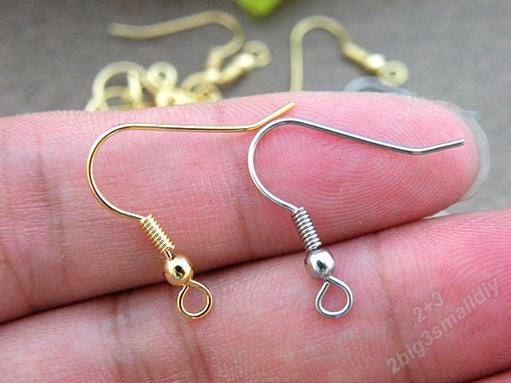100pcs of Gold Stainless Steel Earring Hooks,silver Earring Hooks