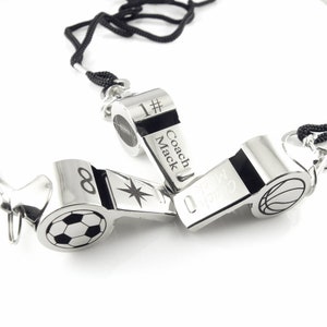 Personalized Whistle Necklace Custom Coach Whistle Necklace Engraved Stainless Steel Outdoor Whistle Personalized Teacher Present Coach Gift