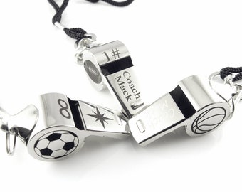 Personalized Whistle Necklace Custom Coach Whistle Necklace Engraved Stainless Steel Outdoor Whistle Personalized Teacher Present Coach Gift
