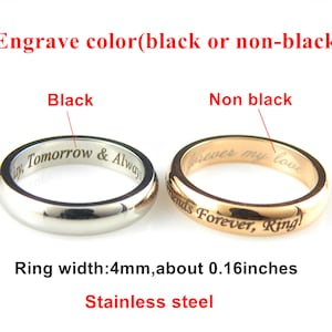 Personalisierter Ring Benutzerdefinierte Namensring mit Gravur Spiegelpolieren Edelstahlring Roségoldring Individuell eingraviertes Hochzeitsringgeschenk Bild 6