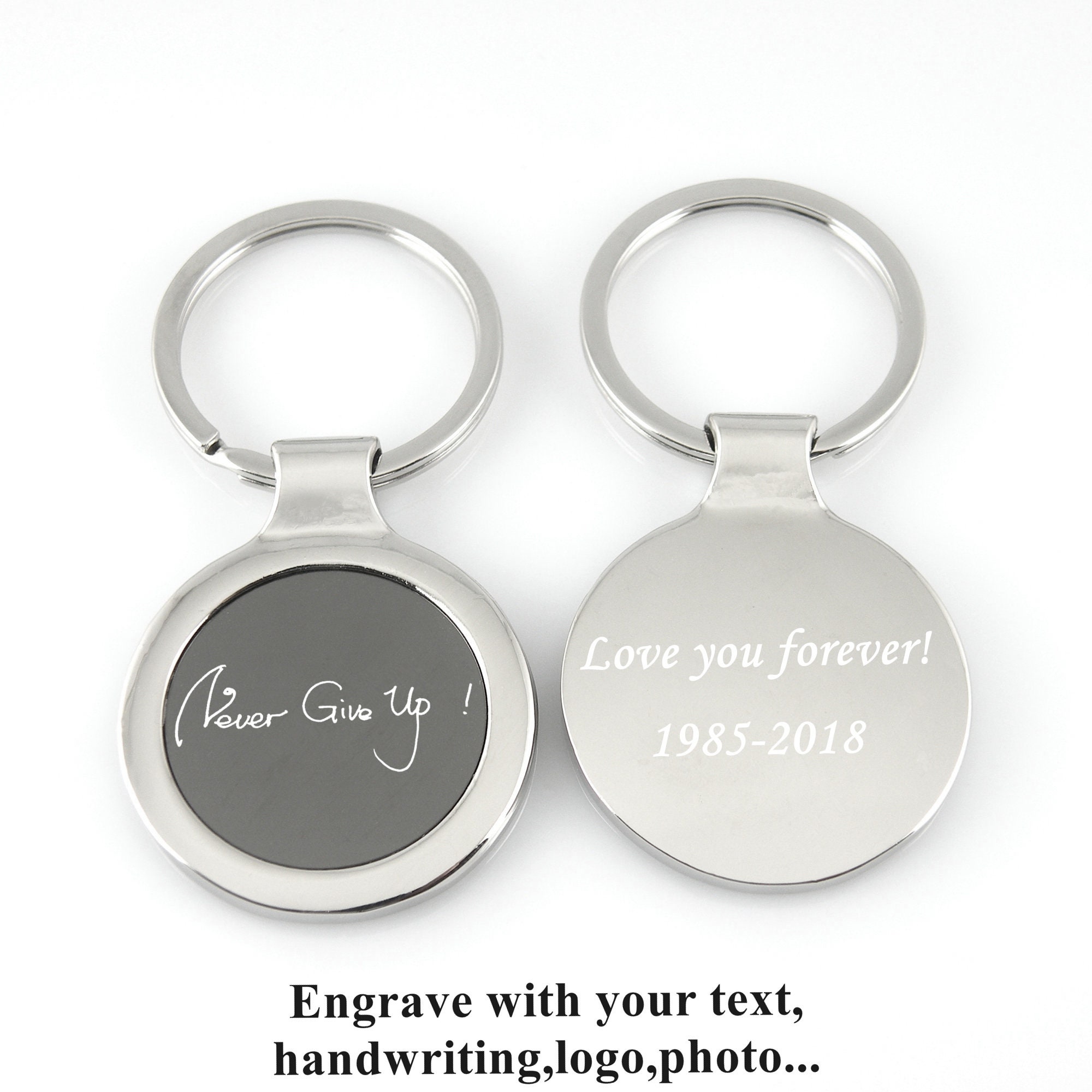 Personalized Name Keychain Custom Handwriting Key chain Engraved Fingerprint Keychain Memorial Keychain Personalized Jewelry