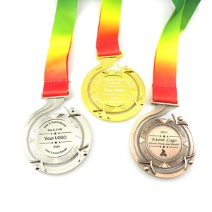 Personalized Medal Race Award Custom Sport Medals Design With Your Message Or Logo Gold Silver And Copper Metal Medals Gift for Competitions