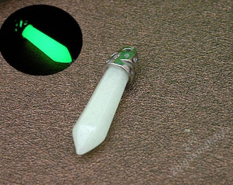 1 pieza de colgante de piedra cilíndrica brillante, piedra luminosa, colgante de piedra brillante, collar brillante, brilla en la oscuridad