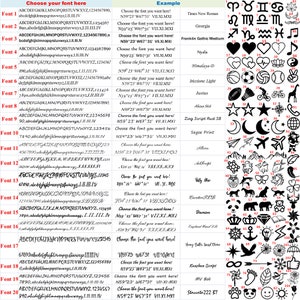 May include: A chart displaying 20 different fonts, each with a sample of the font in black text. The chart also includes a column with the font name and a column with the font style. The chart is on a white background.