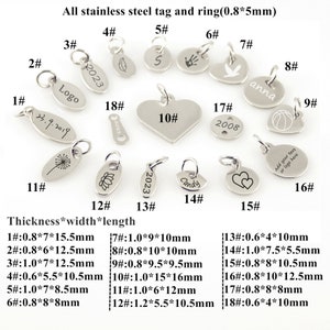 Mini tag per gioielli personalizzati, tag con logo personalizzato, tag con logo in acciaio inossidabile inciso, tag in metallo personalizzati, 1/10/50/100 pezzi, tag all'ingrosso