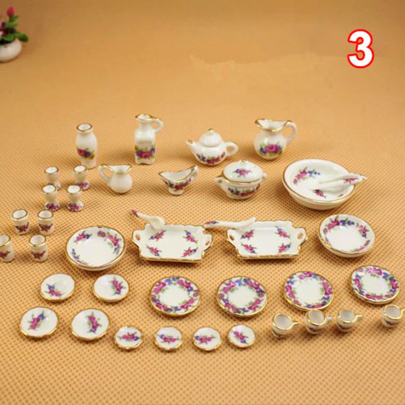 1 set 1:12 mini dollhouse ceramic tea set charm pendant diy necklace accessories jewelry supplies gift for children