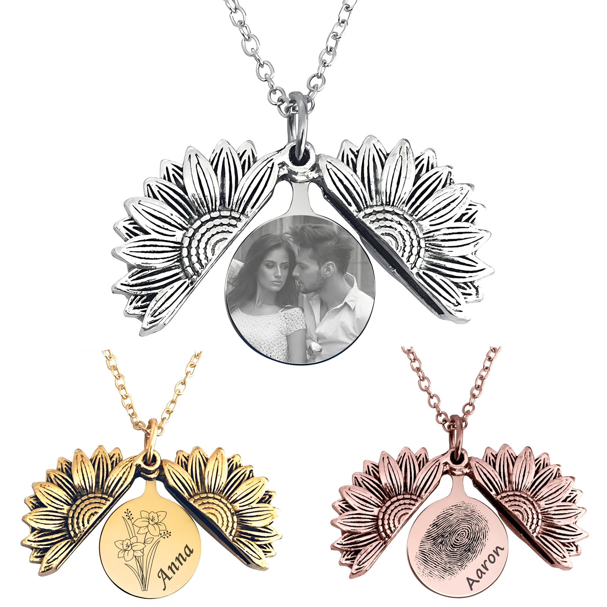 Collana My Sunshine Con Ciondolo Girasole Aperto - Gioiello Regalo Romantico In Oro E Argento - Foto 2