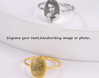 Personalized Ring Custom Name Ring Engraved Photo Stainless Steel Ring Gold Ring Custom Engraved Wedding Ring Bridesmaids Gift Mother Gift