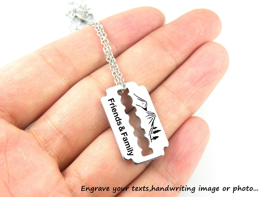 Personalized Razor Blade Necklace Custom Name Necklace Stainless Steel ...
