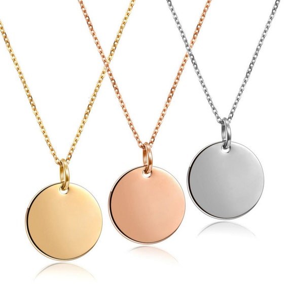 Gold Stainless steel blank stamping discs,Personalized disc,Rose gold blank disc pendants,Gold hand stamping blanks,Blank disc necklace