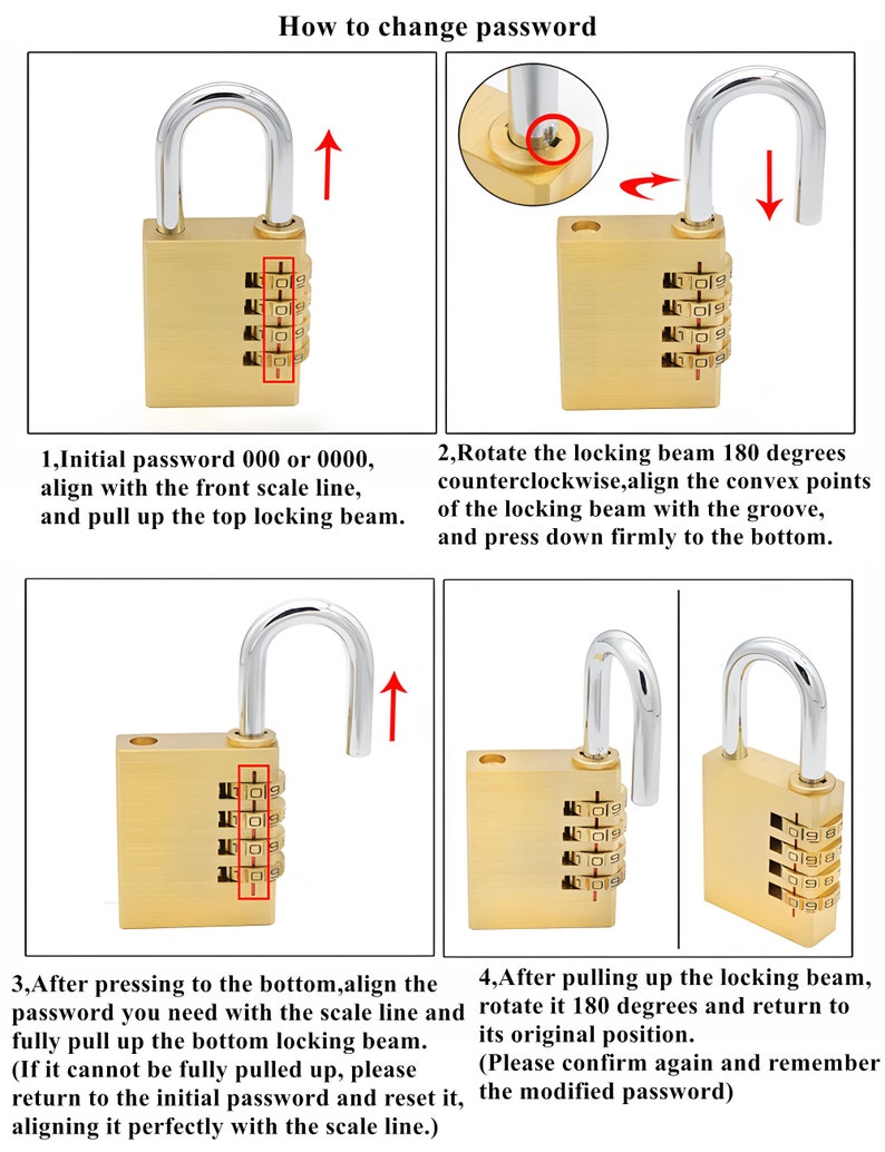 Personalized Combination Lock Engraved Brass Password Padlock Custom Trunk Lock Custom Wardrobe Lock School Kids Gifts With Free Gift Box image 3