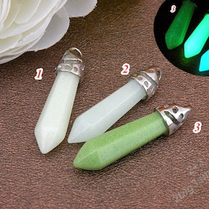 1 pcs of Glowing cylindrical stone pendant,Luminous stone,glow stone pendant,glowing necklace,Glow in the Dark