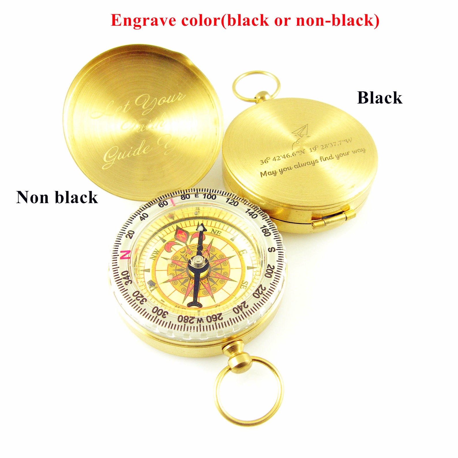 Personalized Compass Engraved Working Compass Gold Brass Etsy