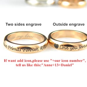 Personalisierter Ring Benutzerdefinierte Namensring mit Gravur Spiegelpolieren Edelstahlring Roségoldring Individuell eingraviertes Hochzeitsringgeschenk Bild 8