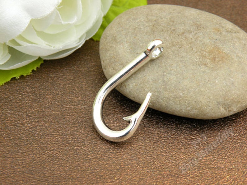 10pcs 19x38mm Antique Bronze Fish Hook Charm Pendant Jewelry Etsy