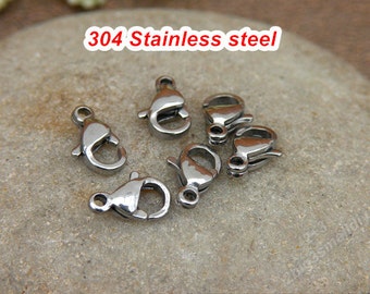 30pcs of 9x5mm Stainless Steel Lobster Clasps,Parrot Clasps (6 size to select)