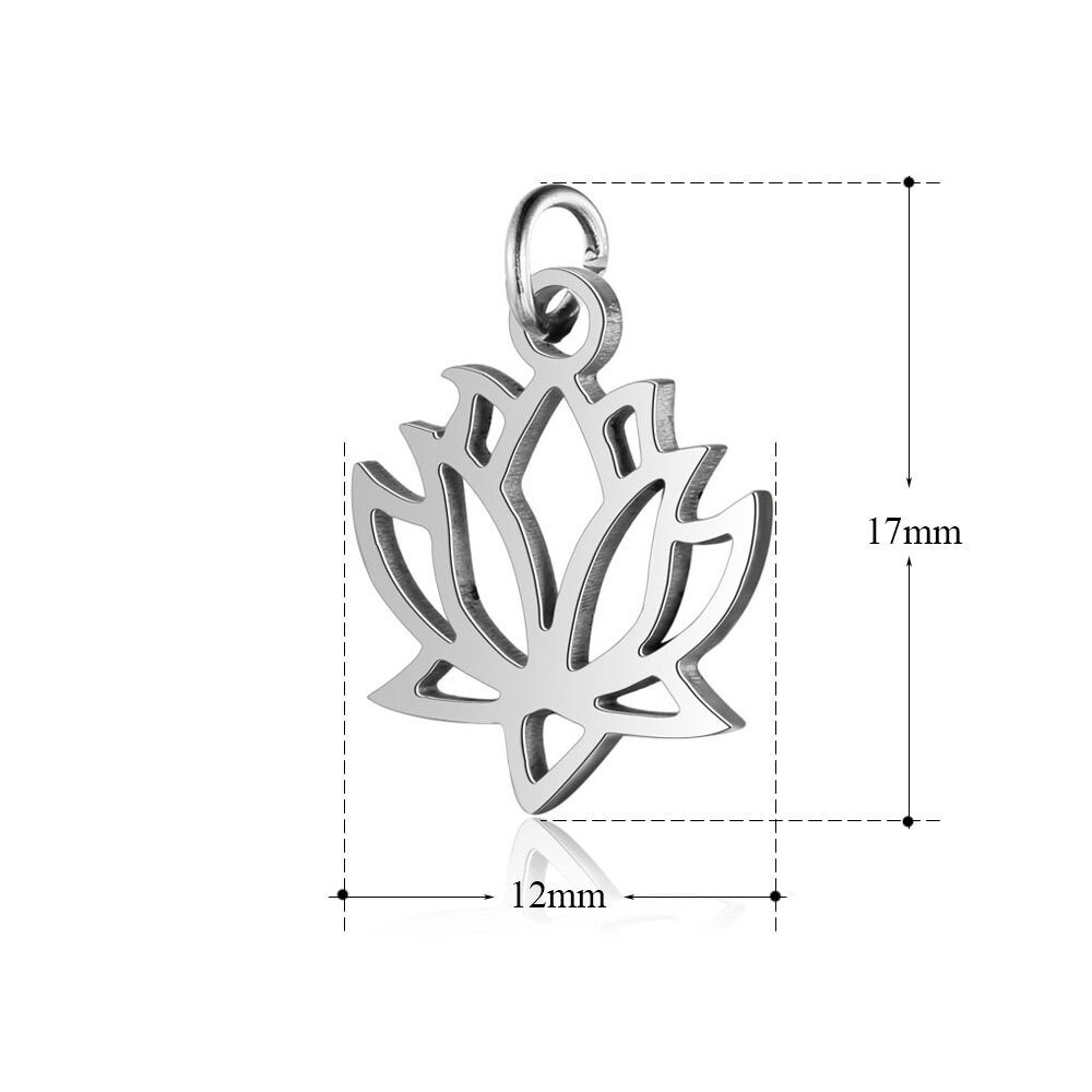 Stainless Steel Lotus Flower Charm Pendantrose Gold Lotus Etsy