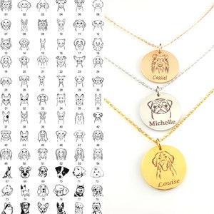 Collana con ritratto di animale domestico personalizzato Collana con nome personalizzato per cane Collana commemorativa con nome di animale domestico inciso