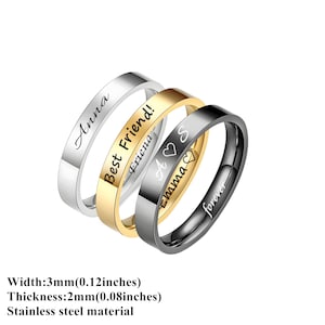 3 MM personlig ring Anpassad namnring Anpassad ordring Rostfri stålring Roséguldring Anpassad graverad vigselring Gåva