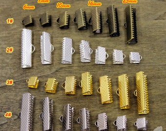 50 Pcs Antique Bronze Ribbon Crimp Ends Fasteners Clasp Ribbon Crimps Bronze Ribbon Clasp