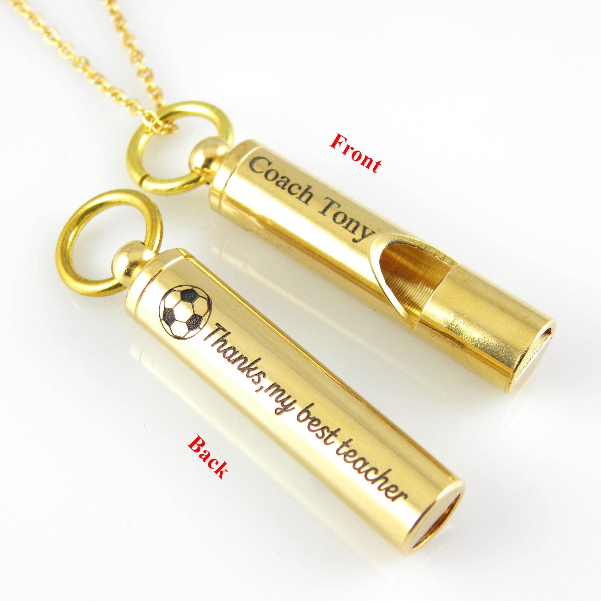 Personalized Brass Whistle Necklace Custom Coach Whistle Etsy