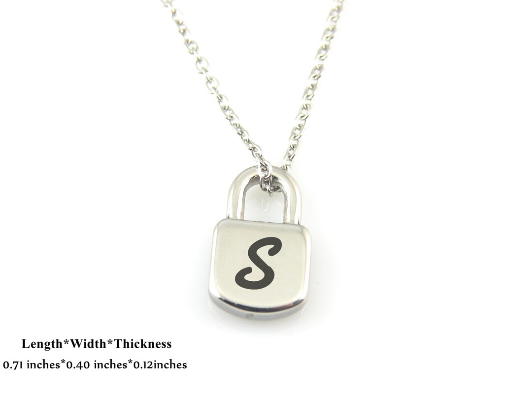 Personalized Initial Padlock Necklace Custom Name Lock Shape Pendant ...