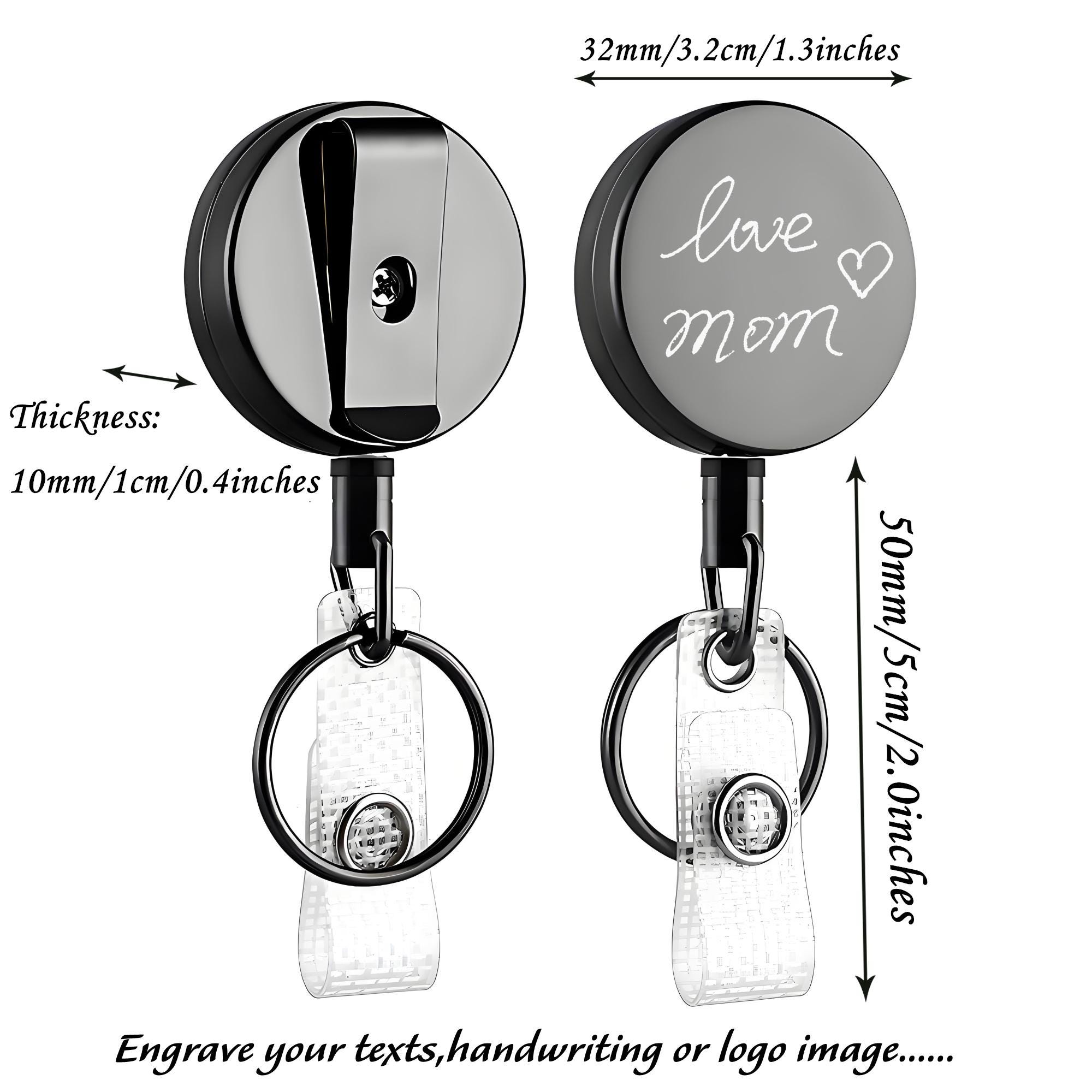 Personalized Round Badge Holder Custom Mini Badge Reel With Name Engraved Metal Medical ID Badge Holder Doctor Gift Coworker Gifts