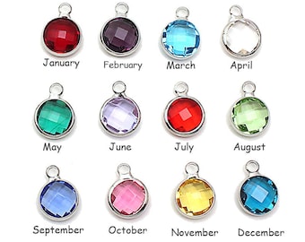 9mm Crystal Birthstone Charms,Crystal Birthstone Drops,Birthstone Pendant,Full Set of High Quality Crystal Channel Charms (12 month colors)