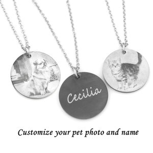 Collana con ritratto di animale domestico personalizzato Collana con nome di animale domestico personalizzato Collana con ritratto di cane Collana con foto di animale domestico incisa Gioielli commemorativi per animali domestici