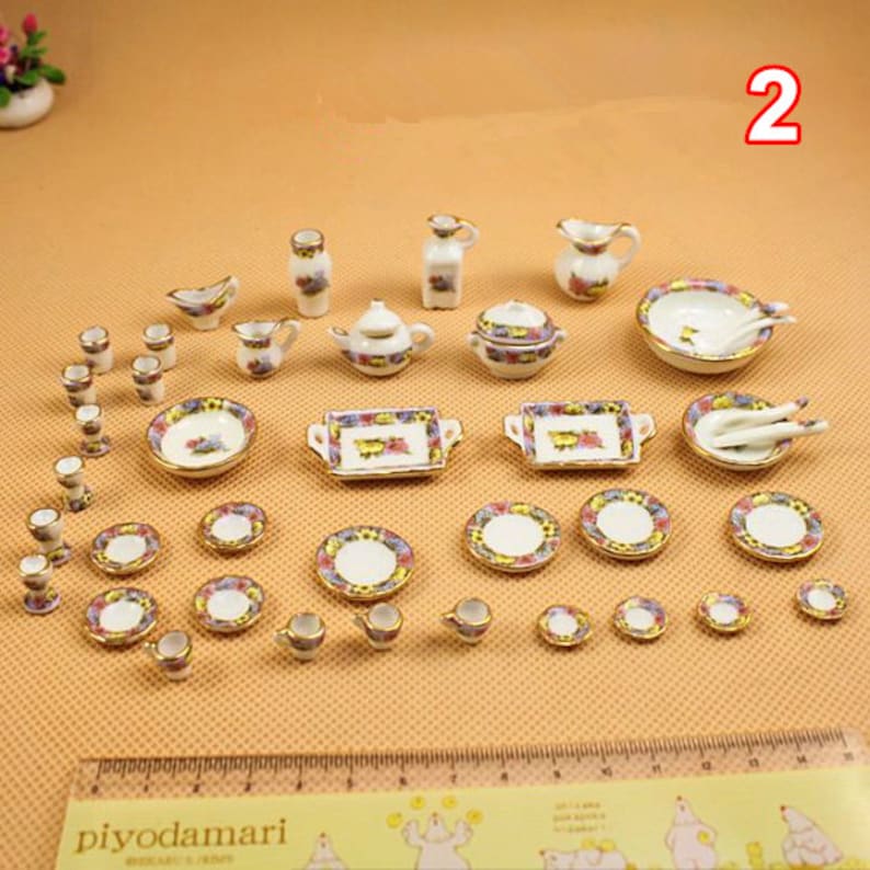 1 set 1:12 mini dollhouse ceramic tea set charm pendant diy necklace accessories jewelry supplies gift for children