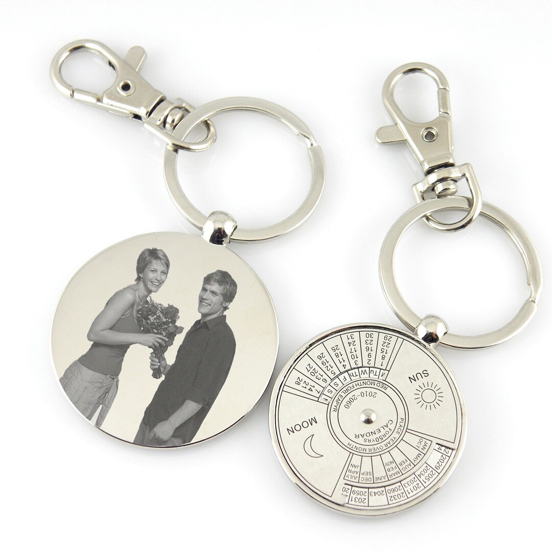 Personalized Photo Perpetual Calendar Keychain Custom Etsy