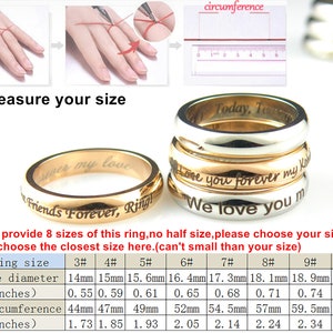 Anillo personalizado Nombre personalizado Anillo grabado Espejo pulido Anillo de acero inoxidable Anillo de oro rosa Anillo de boda grabado personalizado Regalo imagen 5